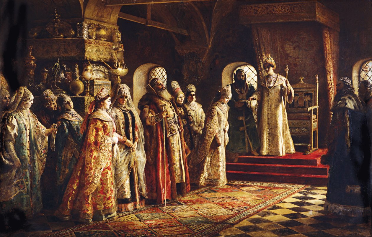 Tsar Alexei Mikhailovich vælger en brud, 1886 af Konstantin Egorovich Makovsky