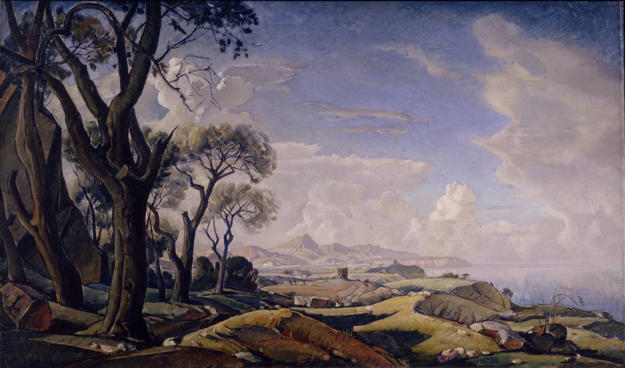 Landskab med træer, 1927 af Konstantin Fyodorovich Bogayevsky