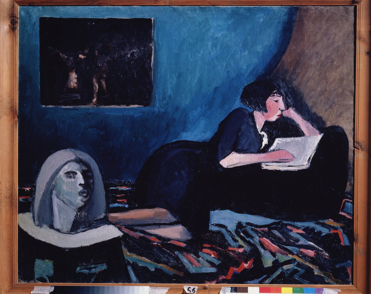 En kvinde læser (A Woman Reading). Maleri af Konstantin Nikolayevich Istomin (1887-1942), olie på lærred 1931 russisk moderne kunst, 20. århundrede. Statens Tretyakov-galleri, Moskva. af Konstantin Istomin