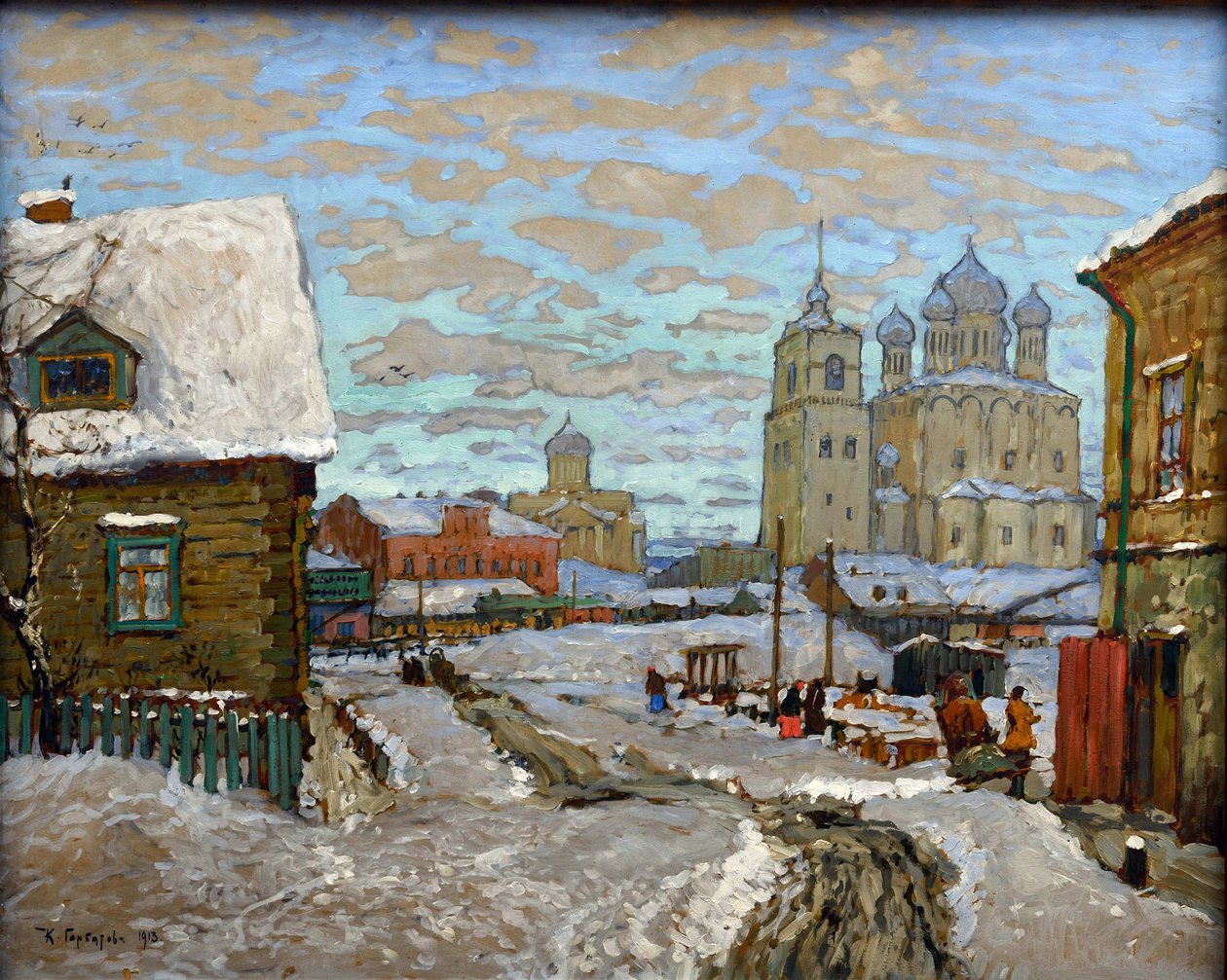 Gamle Pskov par Gorbatov, Konstantin Ivanovich (1876-1945). Olie på lærred af Konstantin Ivanovich Gorbatov