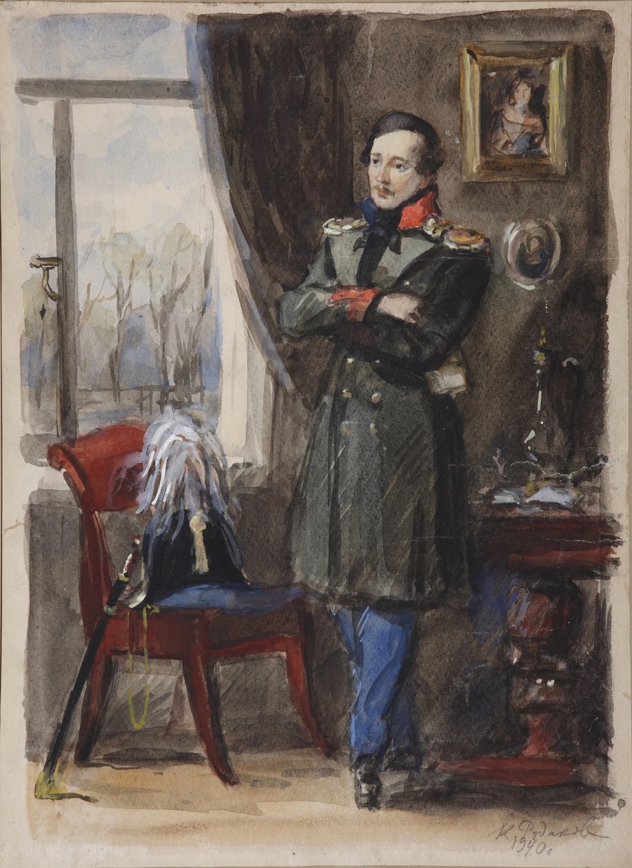 Portræt af digteren Mikhail Lermontov 1814-1841, 1940 af Konstantin Ivanovich Rudakov
