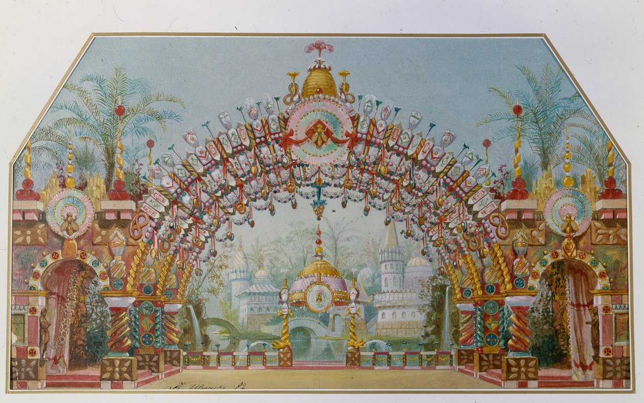 Scenedesign til balletten Nøddeknækkeren af P. Tchaykovsky, 1892 af Konstantin Matveevich Ivanov
