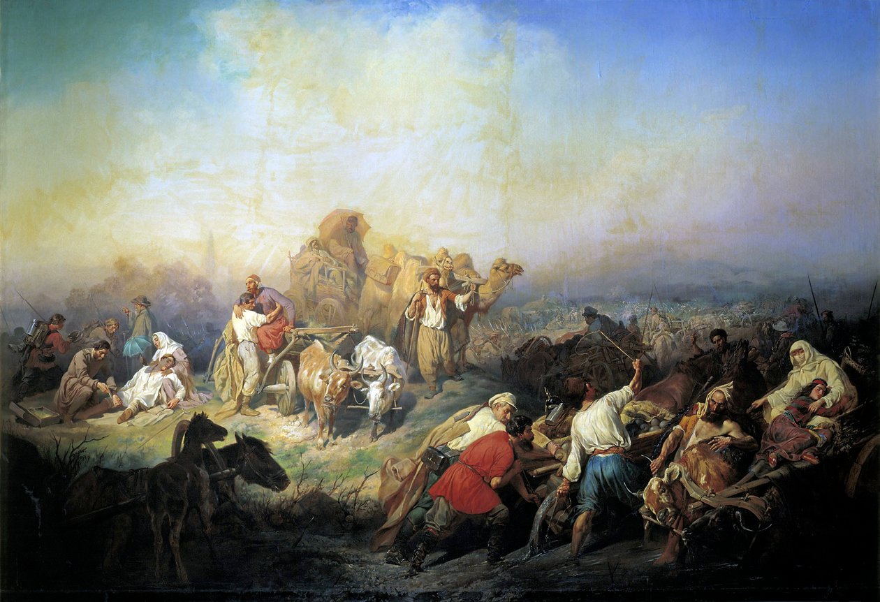 Militærvejen mellem Sevastopol og Simferopol i Krimkrigens tid, 1858. af Konstantin Nikolayevich Filippov
