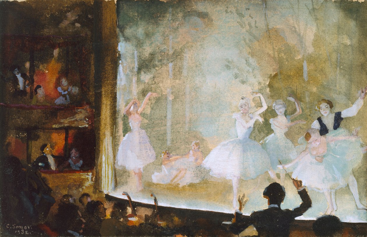 Russisk Ballet, Champs-Elysees: Les Sylphides, 1932 af Konstantin Somov