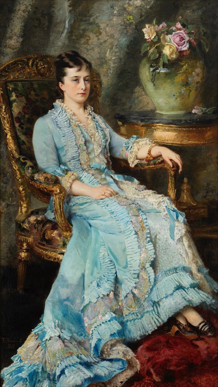 Portræt af prinsesse Ekaterina Mikhailovna Dolgorukova 1847-1922, 1880. af Konstantin Yegorovich Makovsky