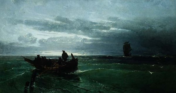 Figurer i en robåd offshore af Konstantinos Bolanchi