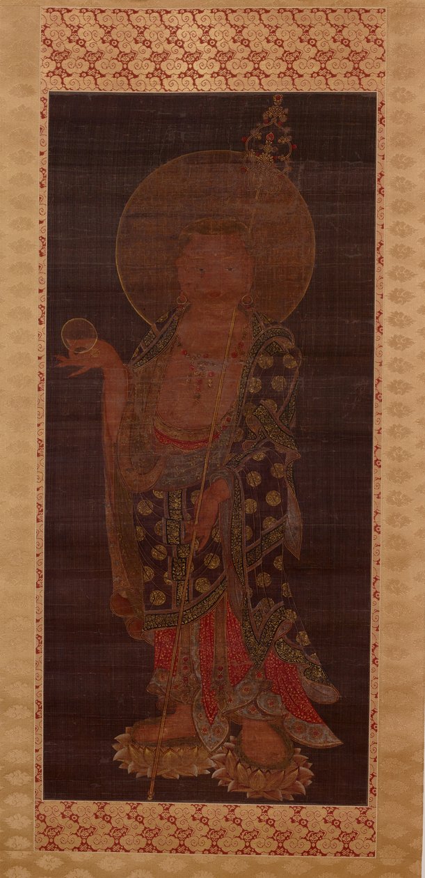 Bodhisattva Kshitigarbha (Jijang bosal), slutningen af det 13. eller begyndelsen af det 14. århundrede (blæk, farve og guld på silke) af Korean School