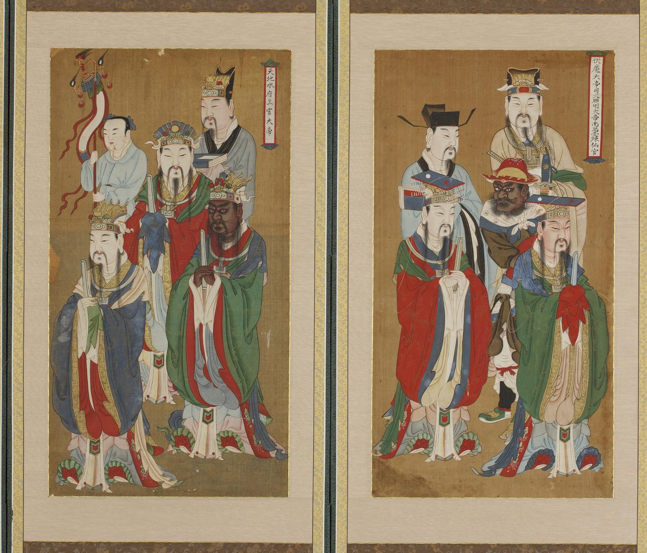 Processionsscene, Choson-dynastiet (farve på papir og silke) af Korean School