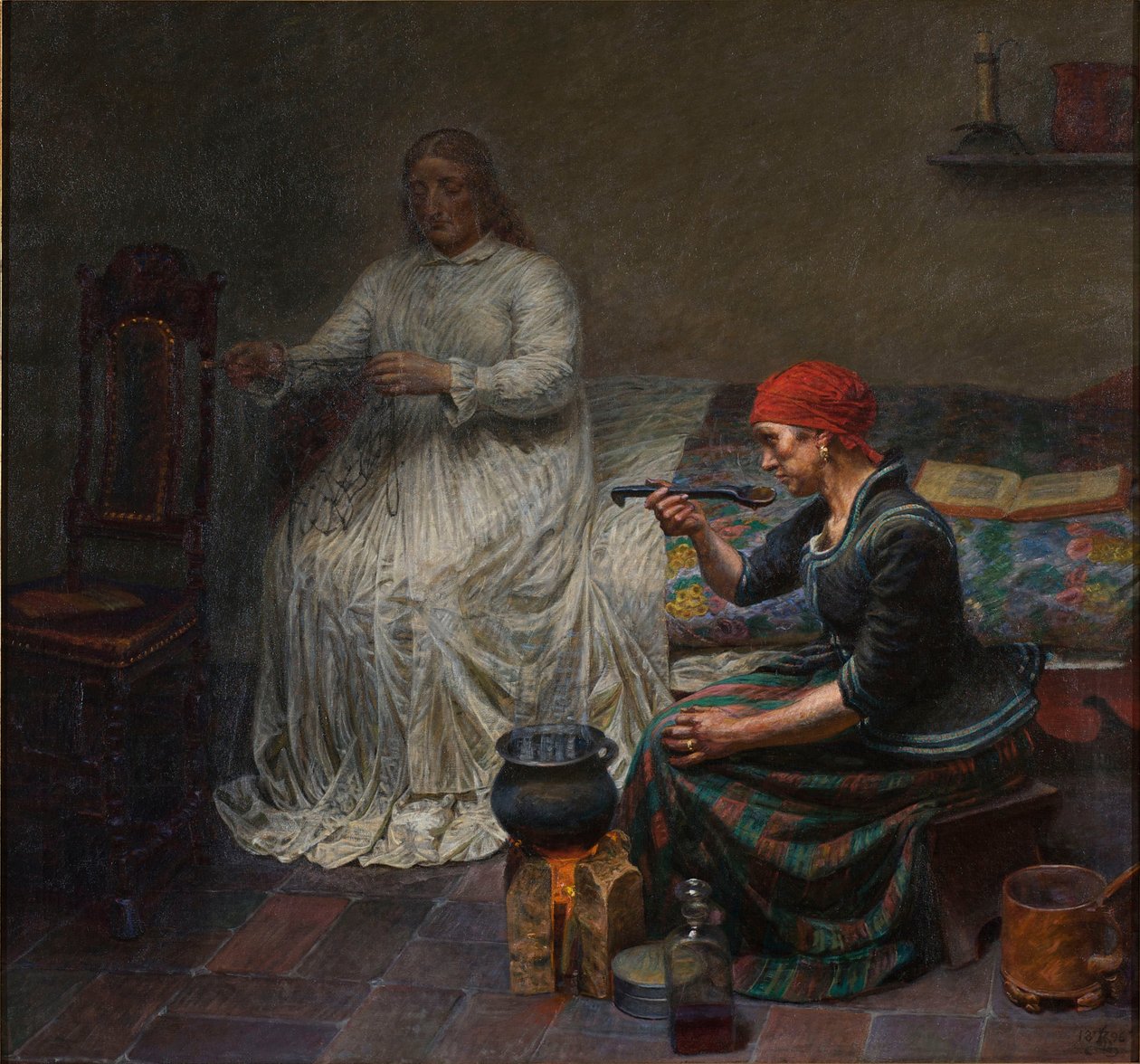 Leonora Christina i Det Blå Tårn. Kogning af grød af Kristian Zahrtmann