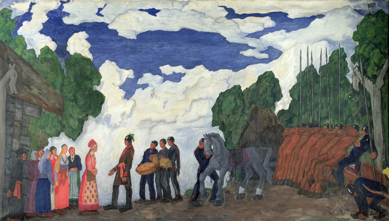 Kalevs ægteskabsforslag (tempera på lærred) af Kristjan Raud