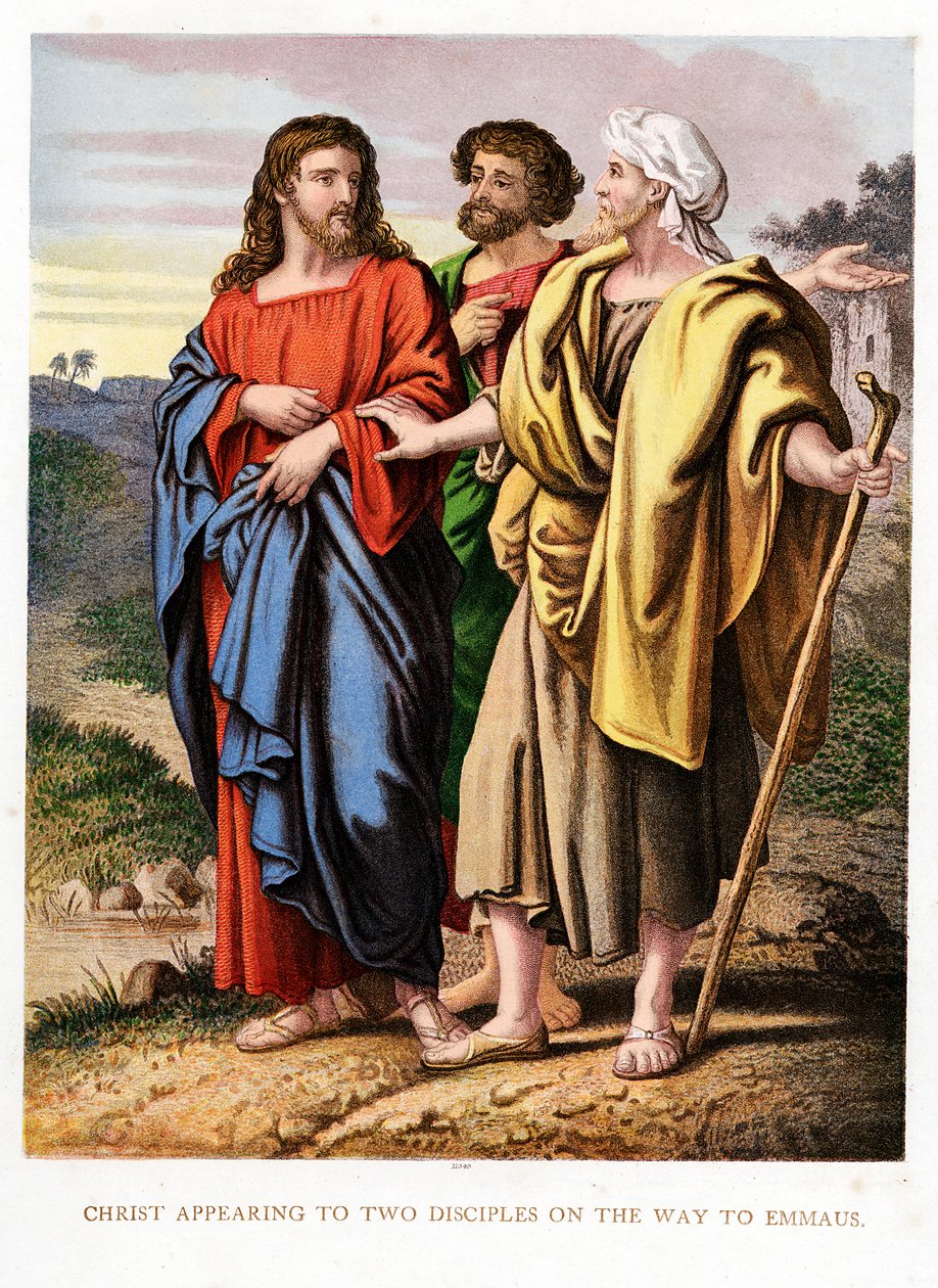 Kristus viser sig for de to disciple på vejen til Emmaus, c1860 af Kronheim and Co