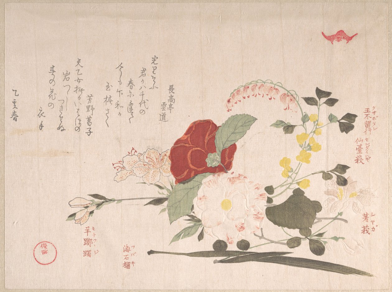 Forårsregnsamling (Harusame shū), bind 2: Afskårne blomster: klematis, buskkløver, iris, kamelia og azalea af Kubo Shunman
