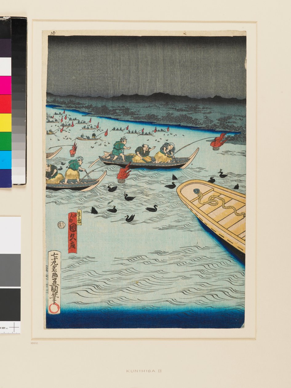 Fiskeri med skarver om natten af Kunihisa II Utagawa