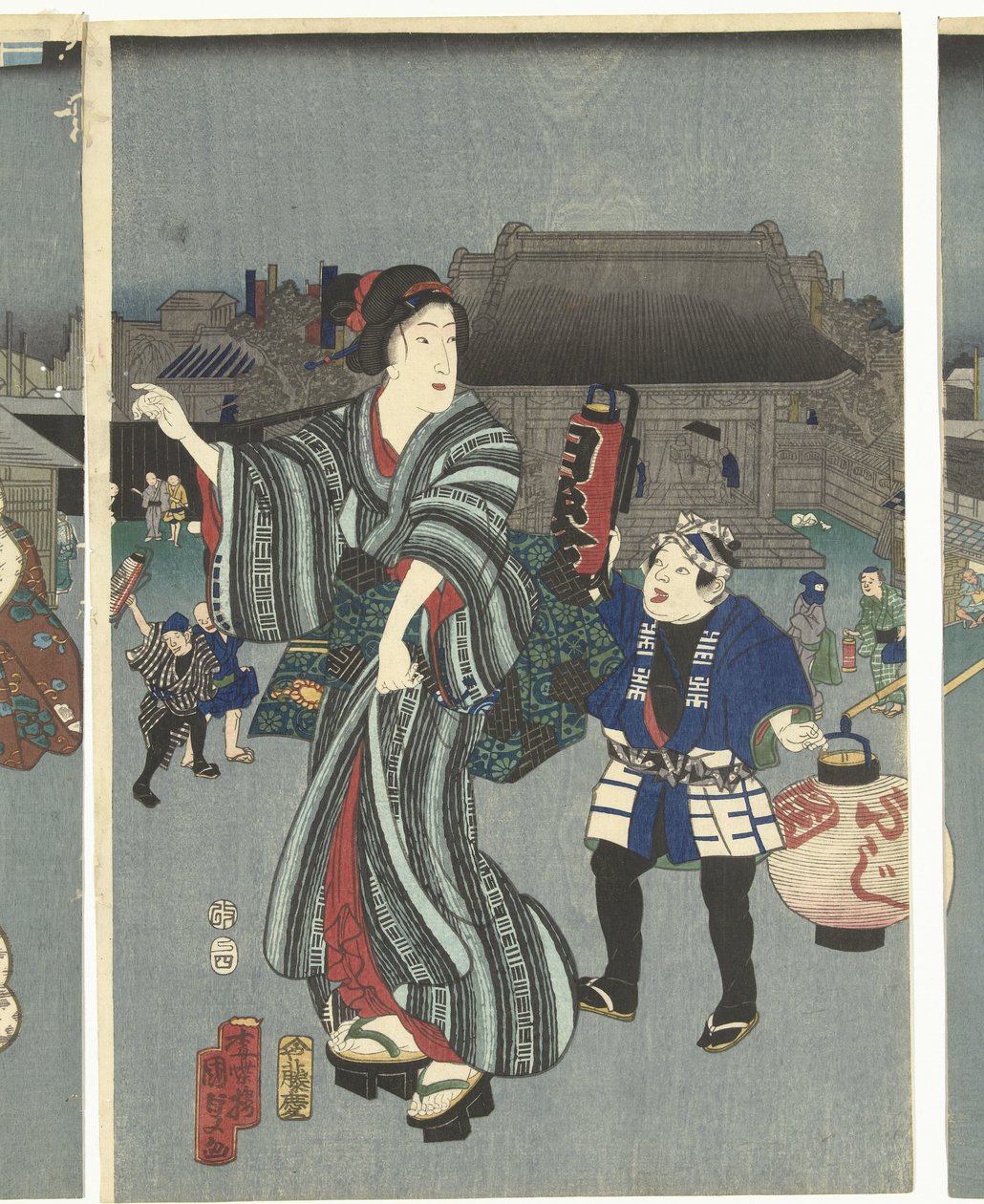 Tempel festival af Kunisada (II) , Utagawa