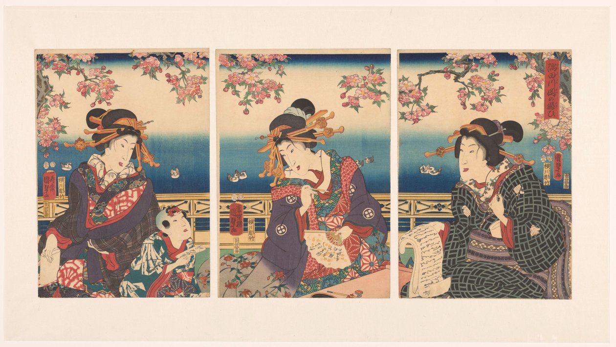 Velstand i bjergene langs Sumida-floden af Kunisada (II) , Utagawa