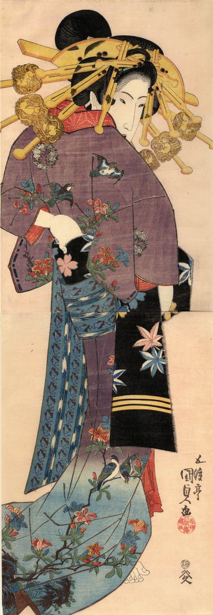 A Standing Bijin, ca 1820 af Kunisada