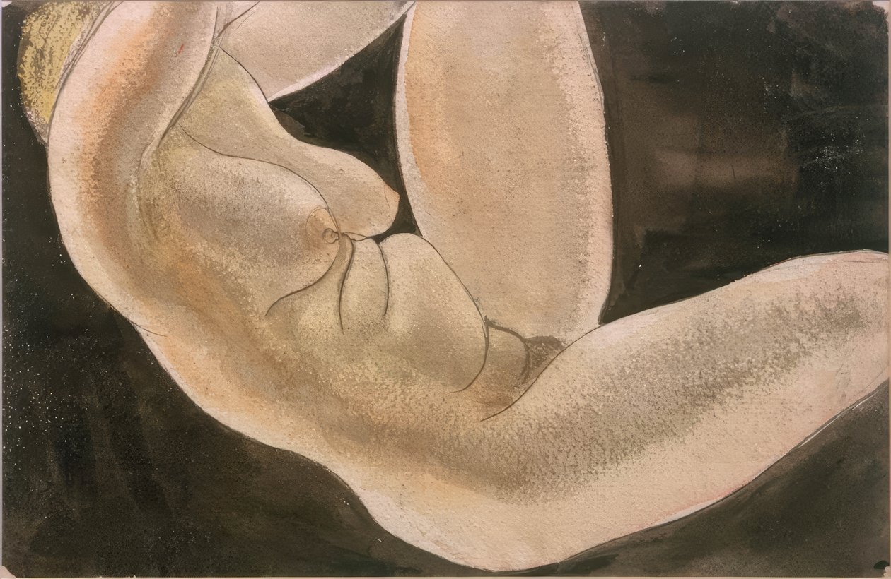 Kvindelig akt med løftet ben af Kurt Günther