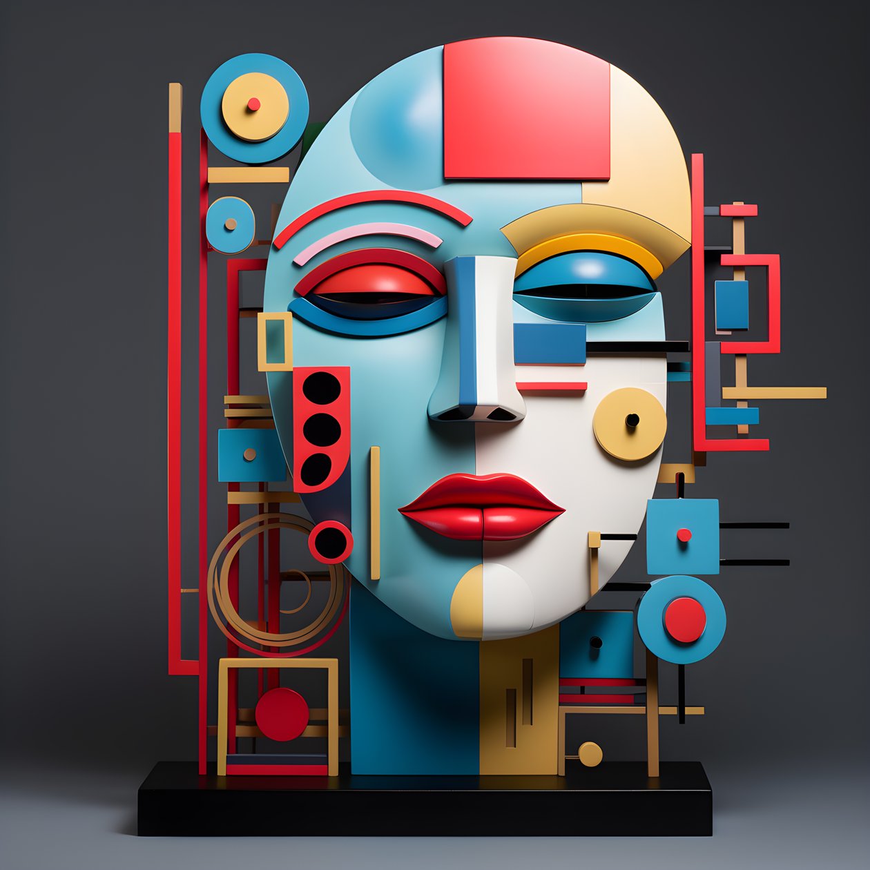 En 3D-skulptur af et smukt menneskeligt ansigt 2 af Kurt Heppke