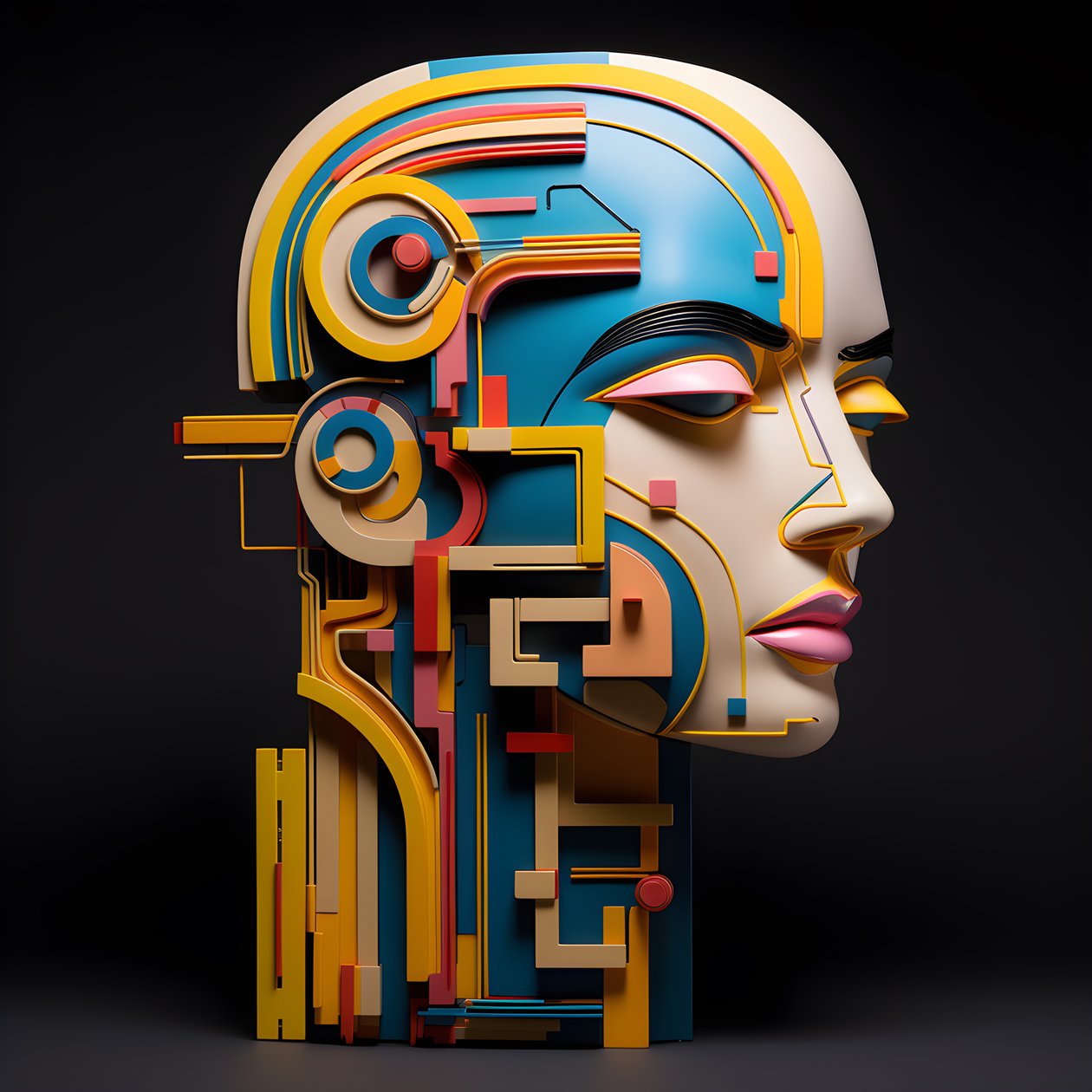 En 3D-skulptur af et smukt menneskeligt ansigt 3 af Kurt Heppke