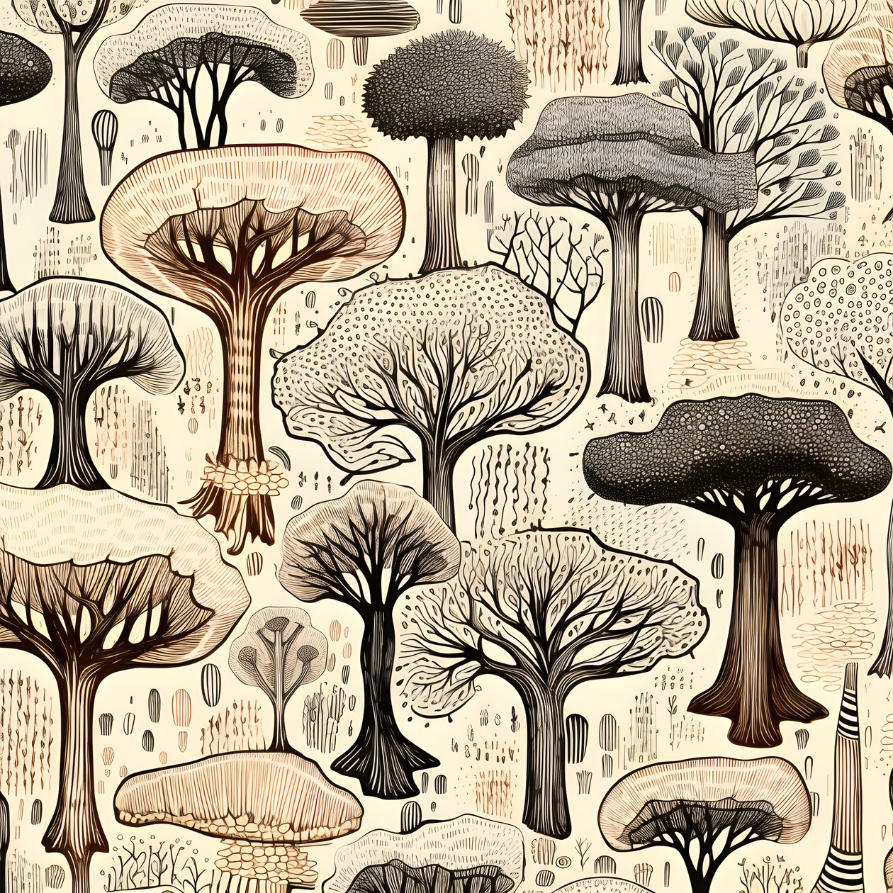 Træstammesektioner, boho-clipart, boho-tegnemønstre, boho-stamme 4 af Kurt Heppke