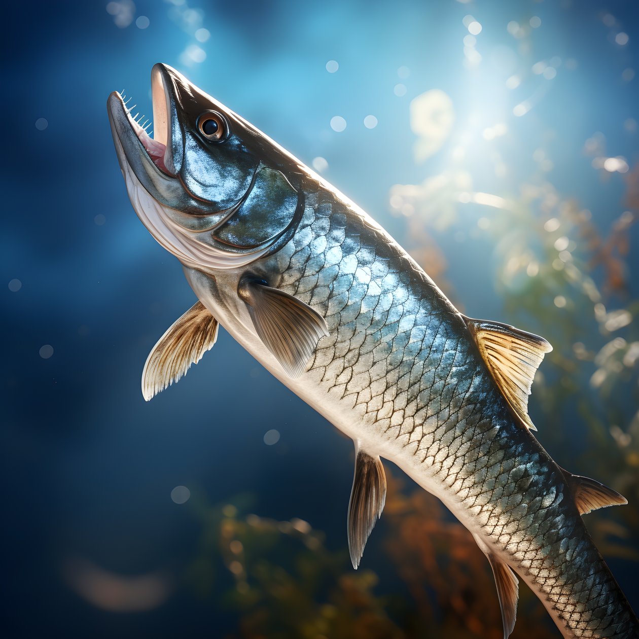En snoek, en type fisk, blev fanget på en fiskeline 2 af Kurt Heppke