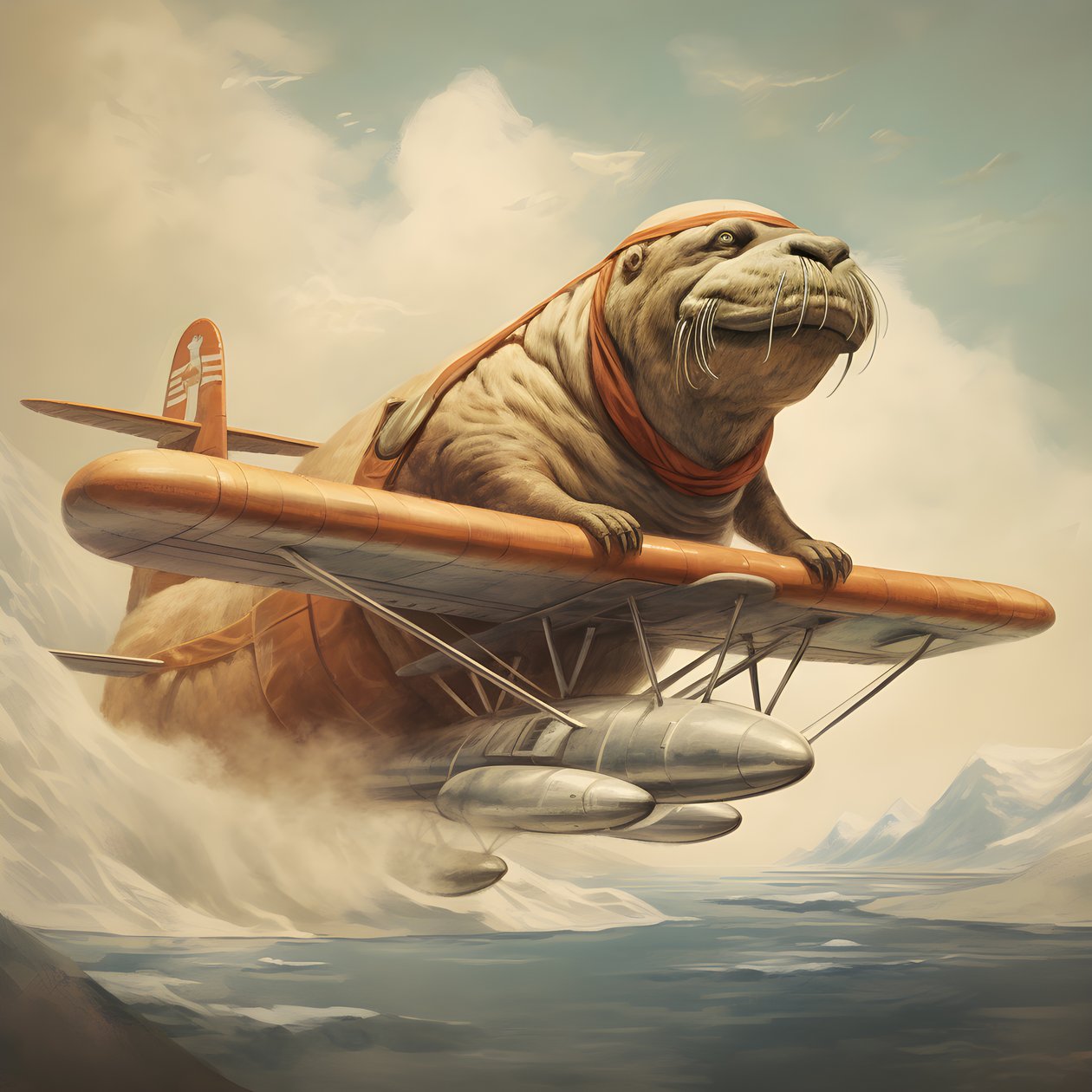 En hvalros flyver et fly 3 af Kurt Heppke