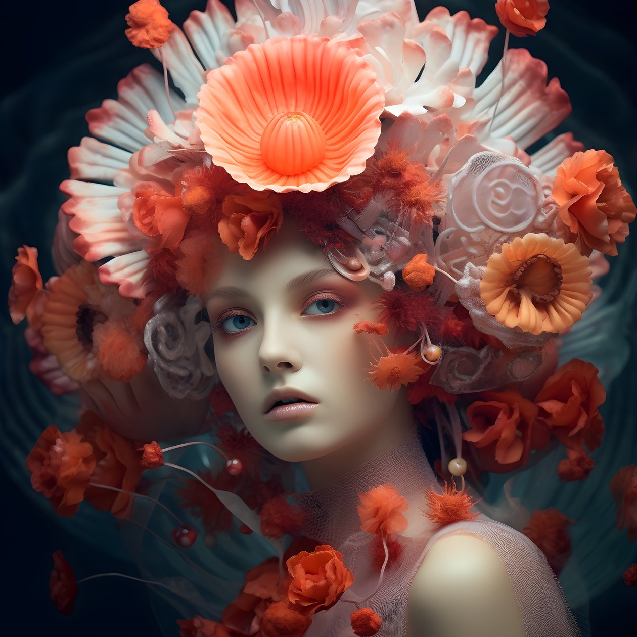 Et tæt portræt af den smukke undervands Actinia Sea Anemones Flower Goddess 2 af Kurt Heppke