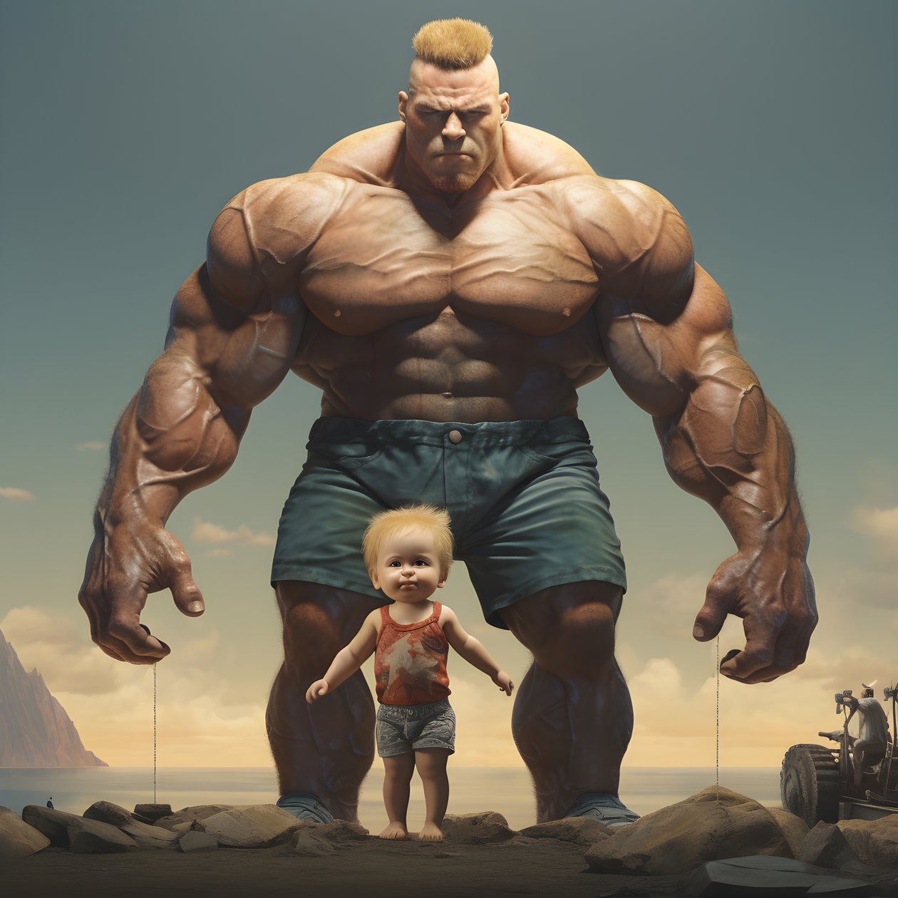 Skræmmende og grim vægtløftende steroid freak buff babe med kæmpe muskuløs mand 1 af Kurt Heppke