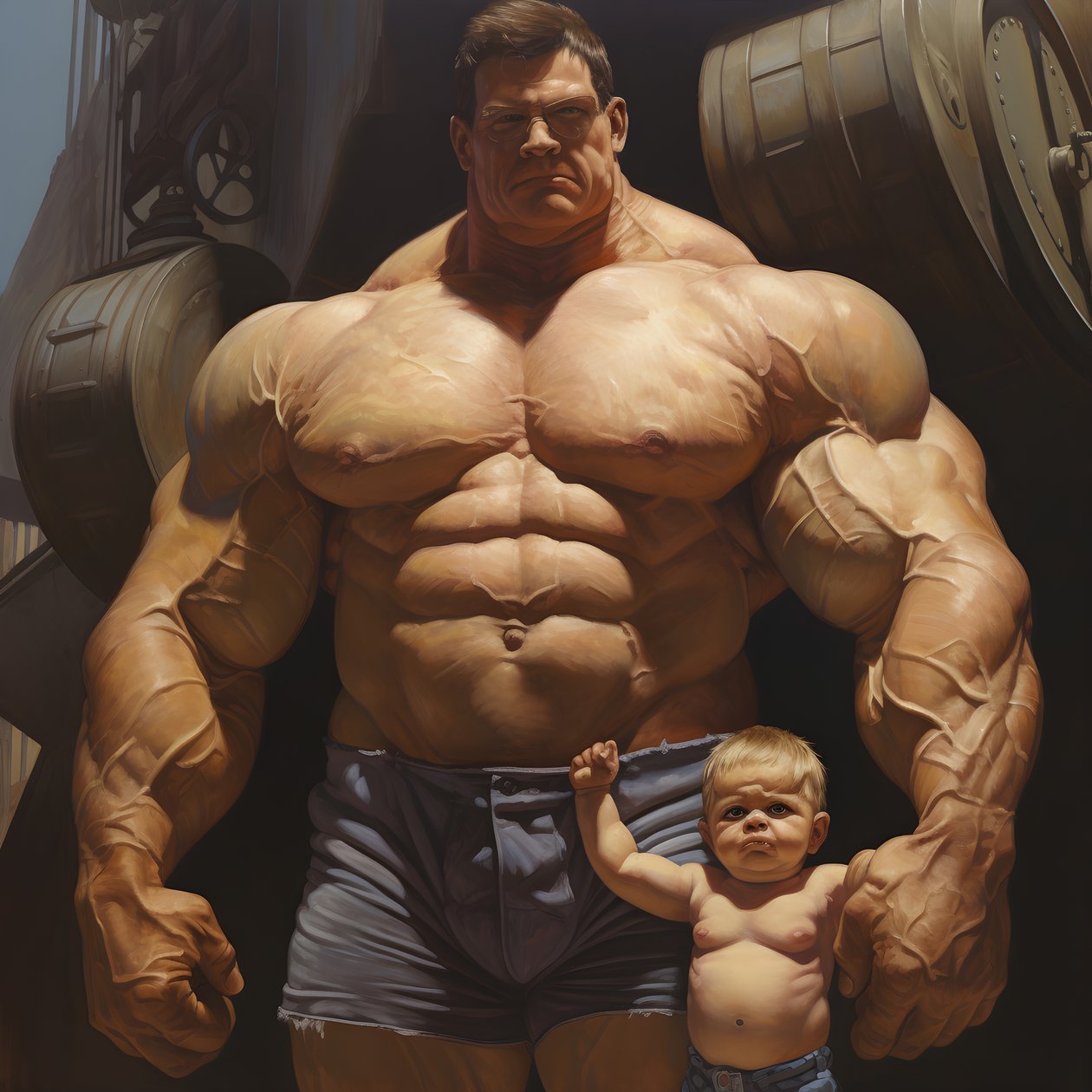 Skræmmende og grim vægtløftende steroid freak buff babe med kæmpe muskuløs mand 2 af Kurt Heppke