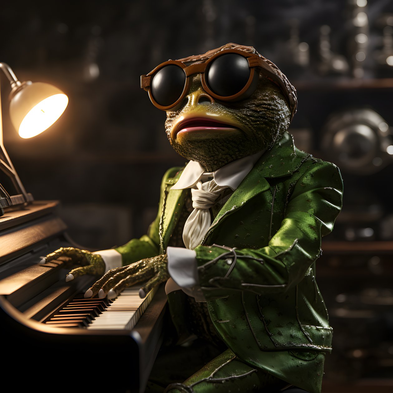 Elton John som en frø med solbriller og klaver 4 af Kurt Heppke