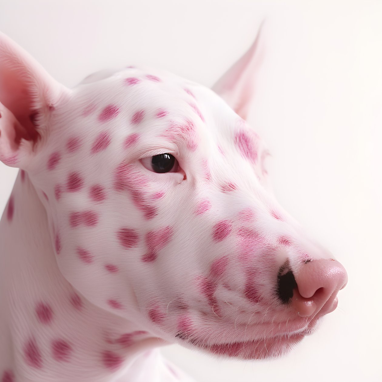 Fascinerende nærbillede af pig pink på hvide dyredalmatiske pletter i moirémønster 1 af Kurt Heppke