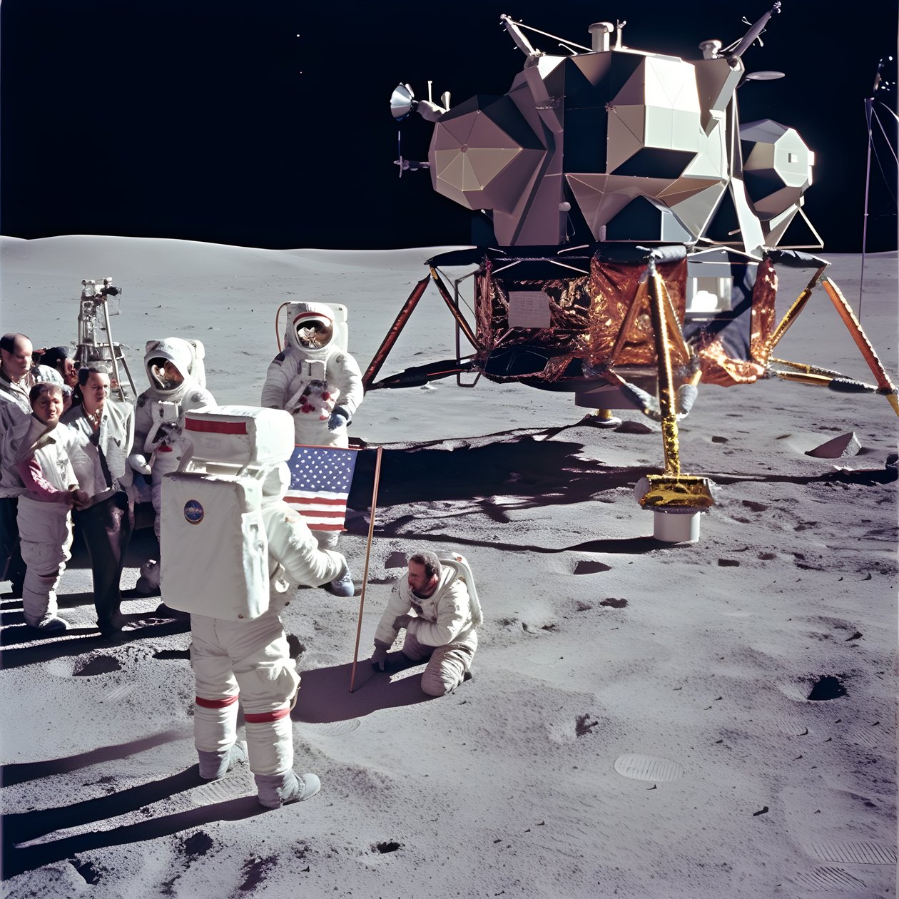 En gruppe mennesker med tv-kamera for at vise det falske Apollo 11-projekt 3 af Kurt Heppke