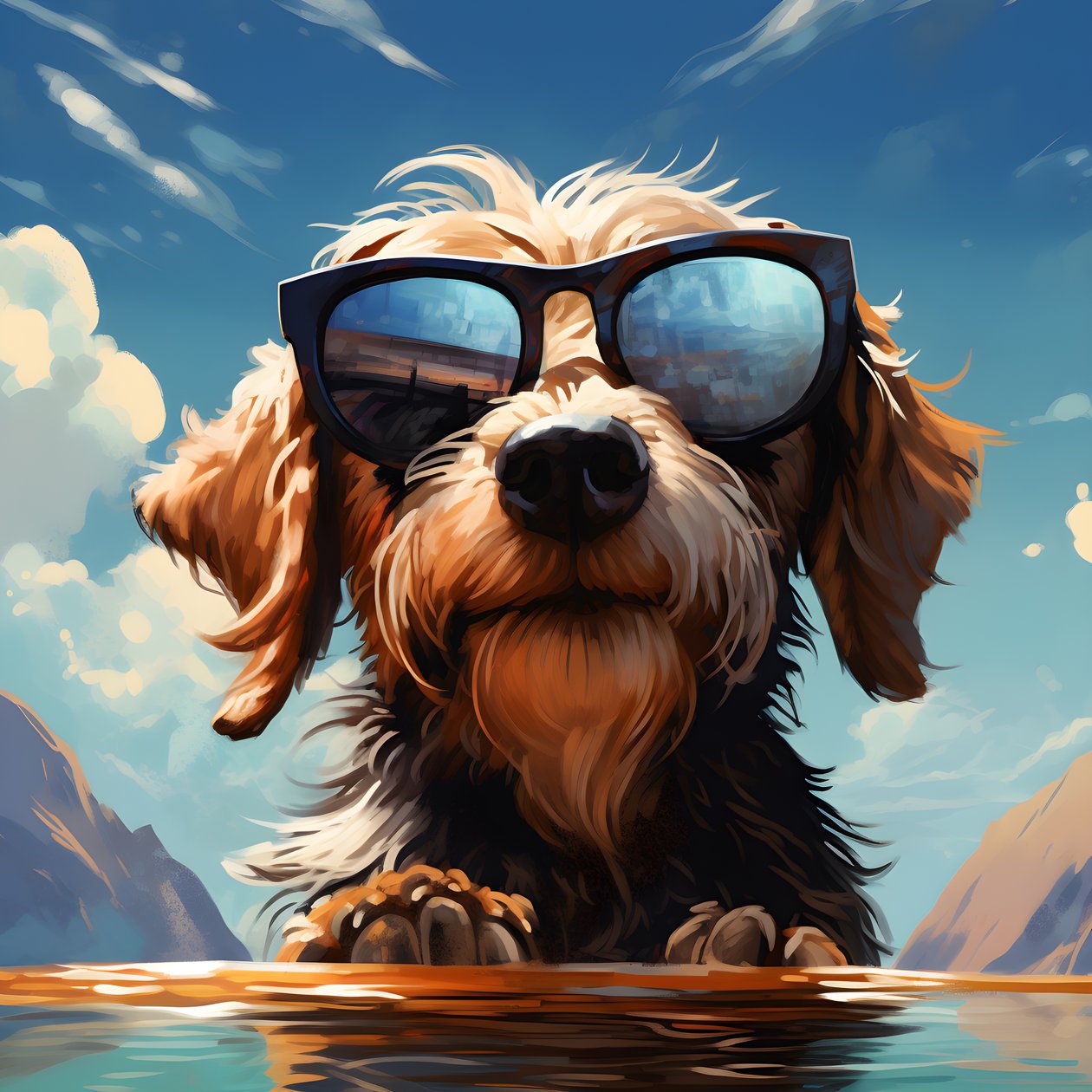 Hund, tegnefilm, solbriller 1 af Kurt Heppke