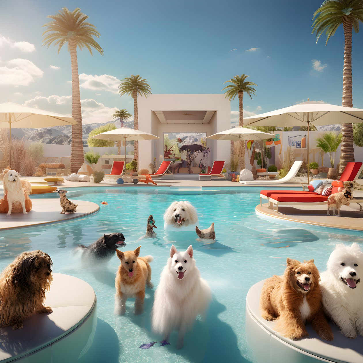 Hunde-Poolparty Palm Springsissä 1 af Kurt Heppke
