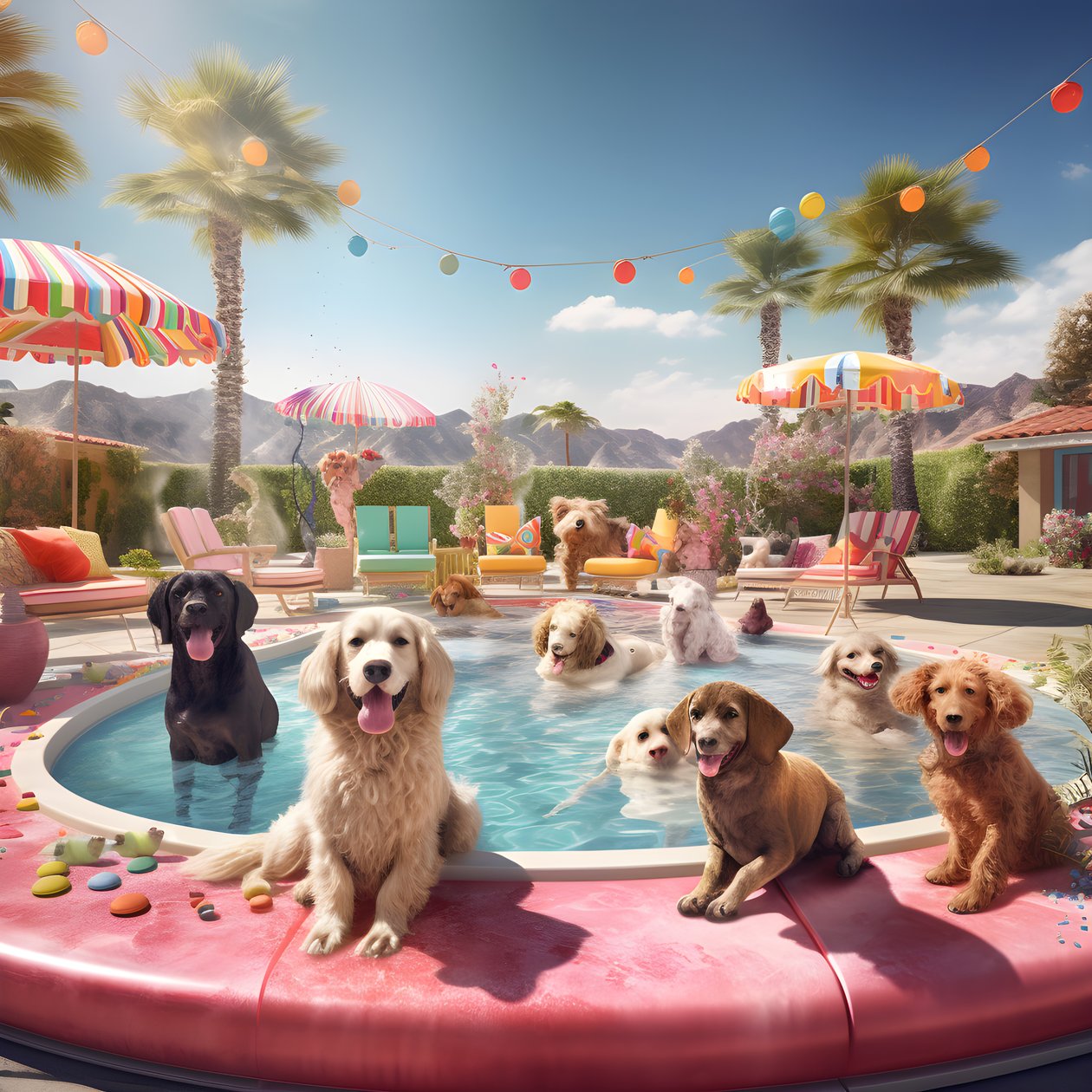 Hunde-Poolparty Palm Springsissä 2 af Kurt Heppke