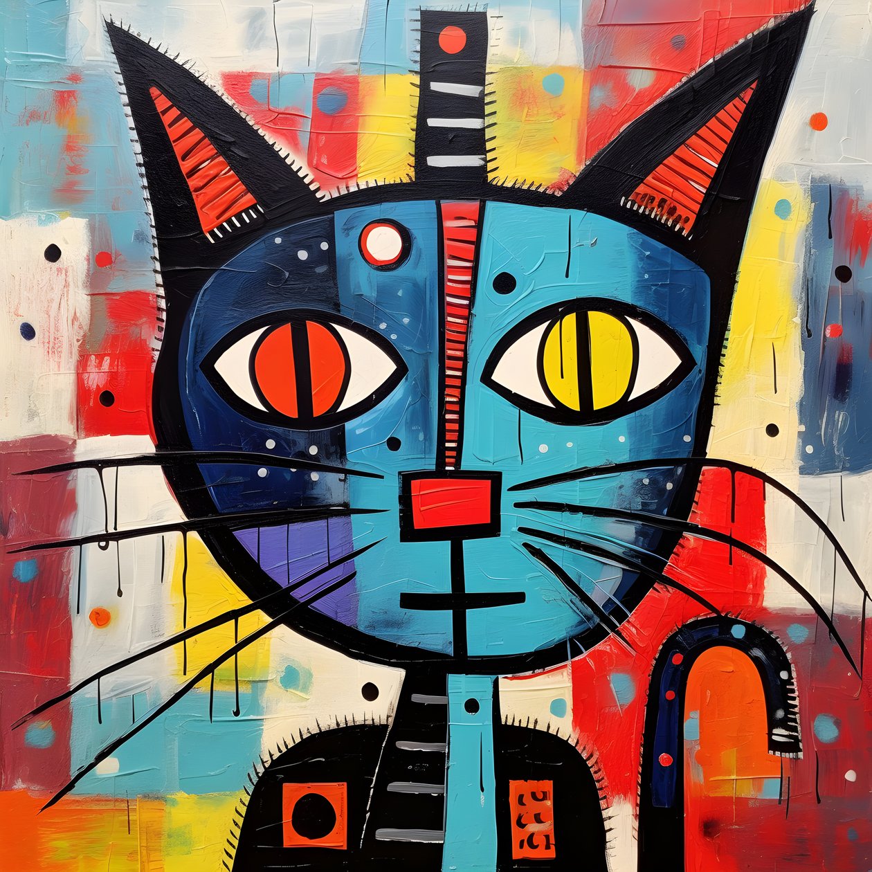 Sød kat, i stil med Picasso, Joan Miro og Basquiat 4 af Kurt Heppke