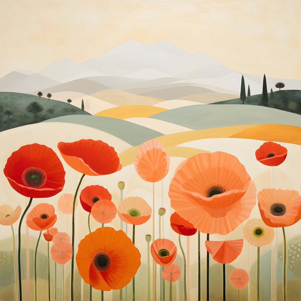 Valmuer i Toscana 2 af Kurt Heppke