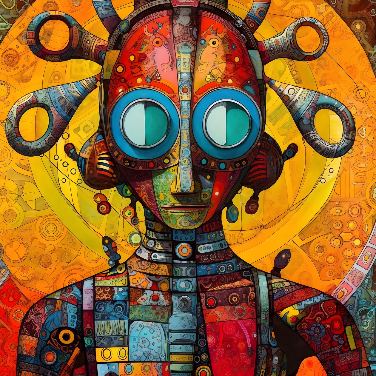 Carnival Cajun Swamp Mutant Sci-Fi Droid, i den kunstneriske stil af Tim Burton og Beksinski 1 af Kurt Heppke