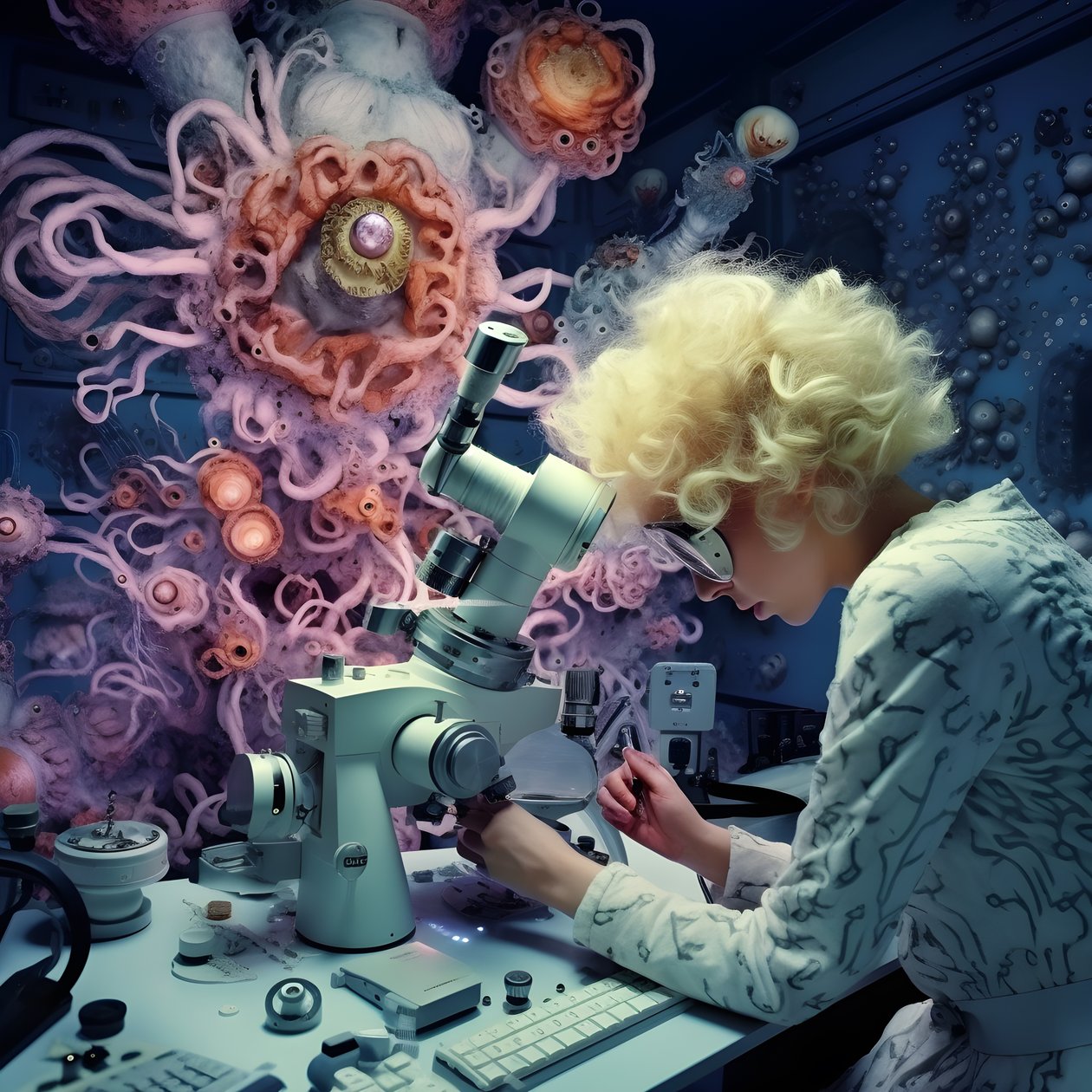 Super-opløsning elektronmikroskop skud af kvinde i kunstnerisk stil af David LaChapelle 1 af Kurt Heppke