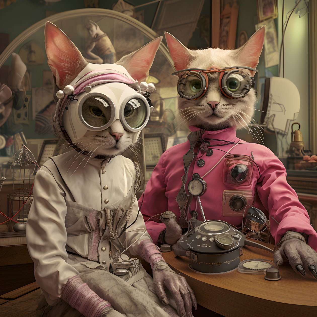 To antropomorfe katte, Tomcat og Cat, Kubrick Ian Synthetic 1 af Kurt Heppke