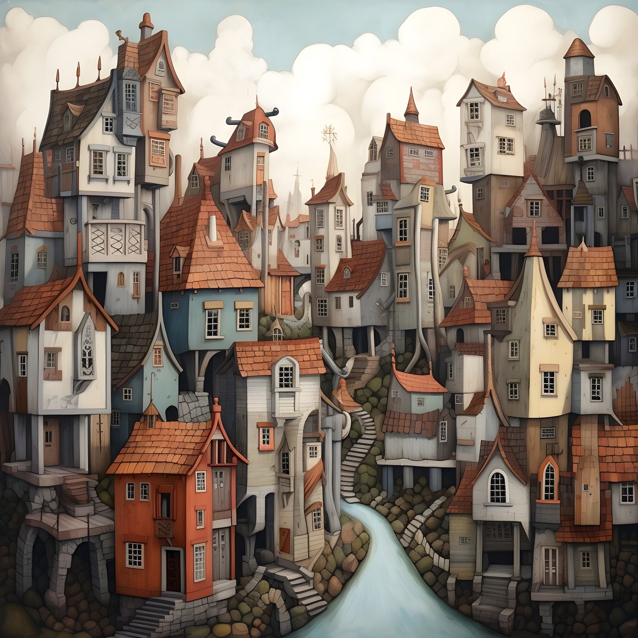 en by med liggende huse 4 af Kurt Heppke