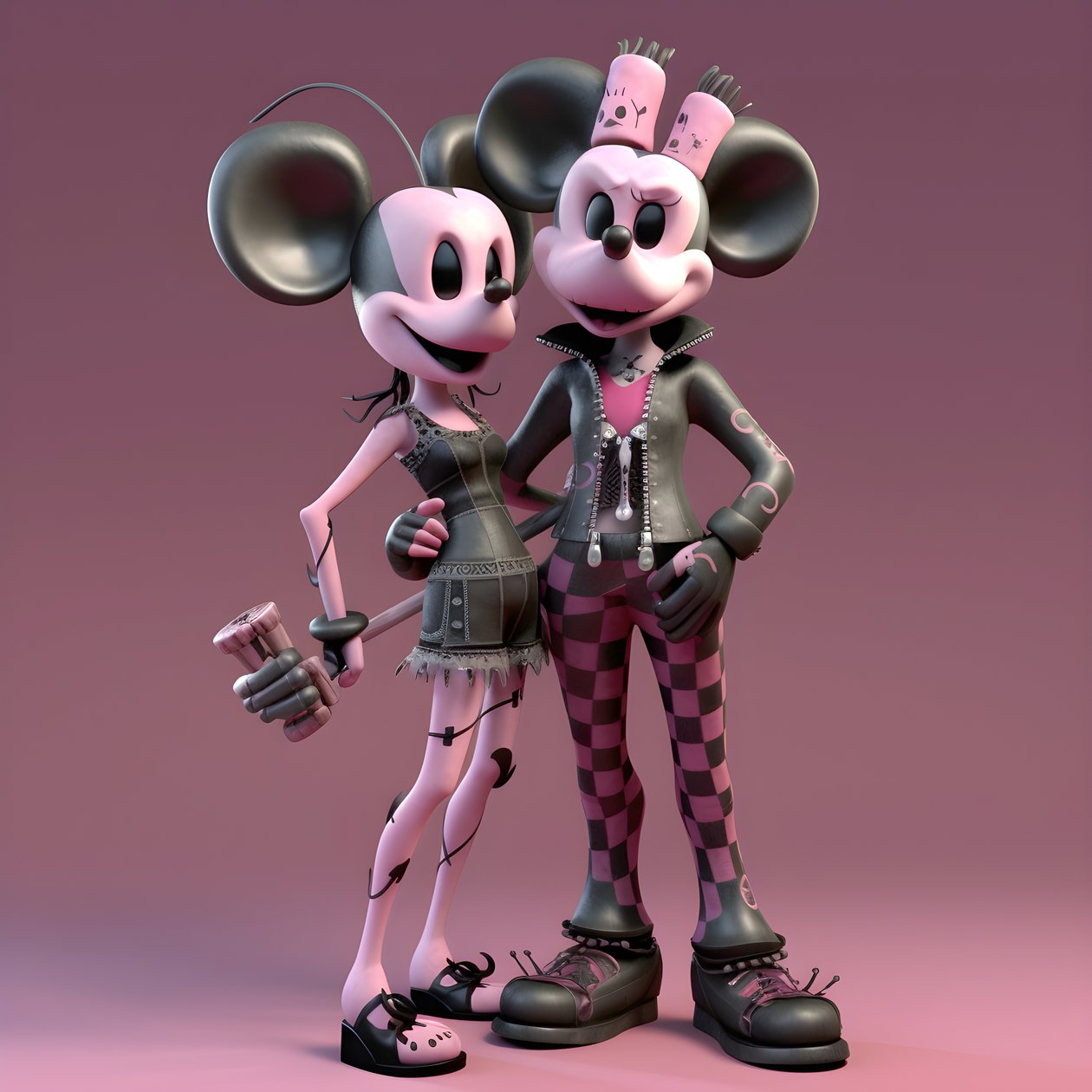 mareridt før jul punk pink minnie og mickey mouse 1 af Kurt Heppke