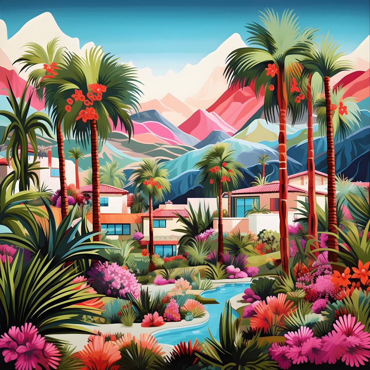 detaljeret illustration af Palm Springs 3 af Kurt Heppke