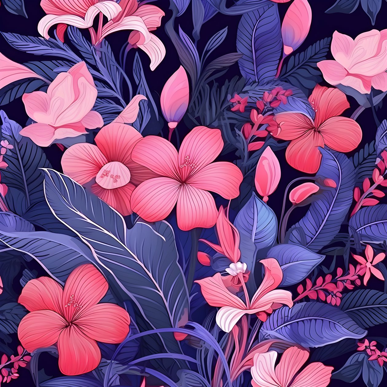 en buket blomster i pink og blå 2 af Kurt Heppke