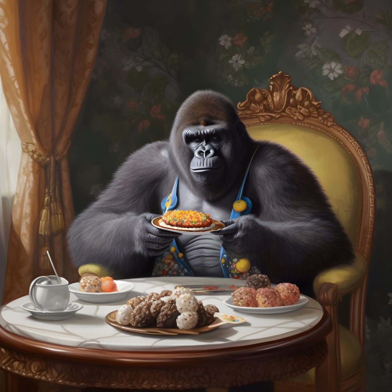 en gorilla, der spiser 3 af Kurt Heppke