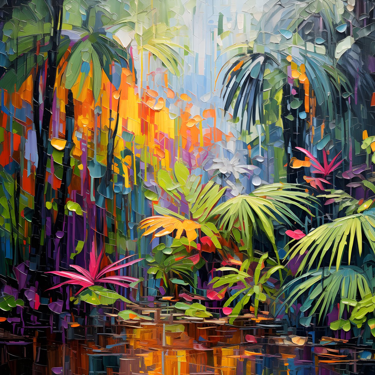 en regnfuld farverig jungle 3 af Kurt Heppke