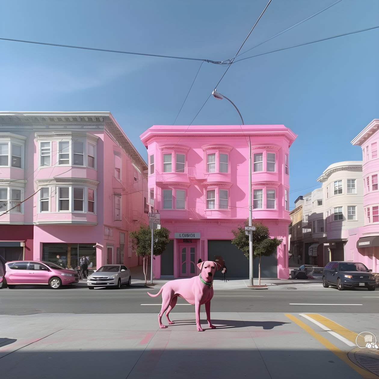 vaaleanpunainen koira keskellä san franciscon kaupunkia 2 af Kurt Heppke