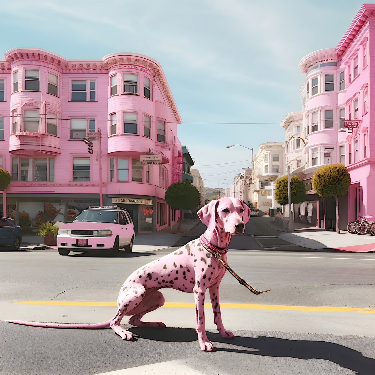 en lyserød hund midt i byen san francisco 4 af Kurt Heppke