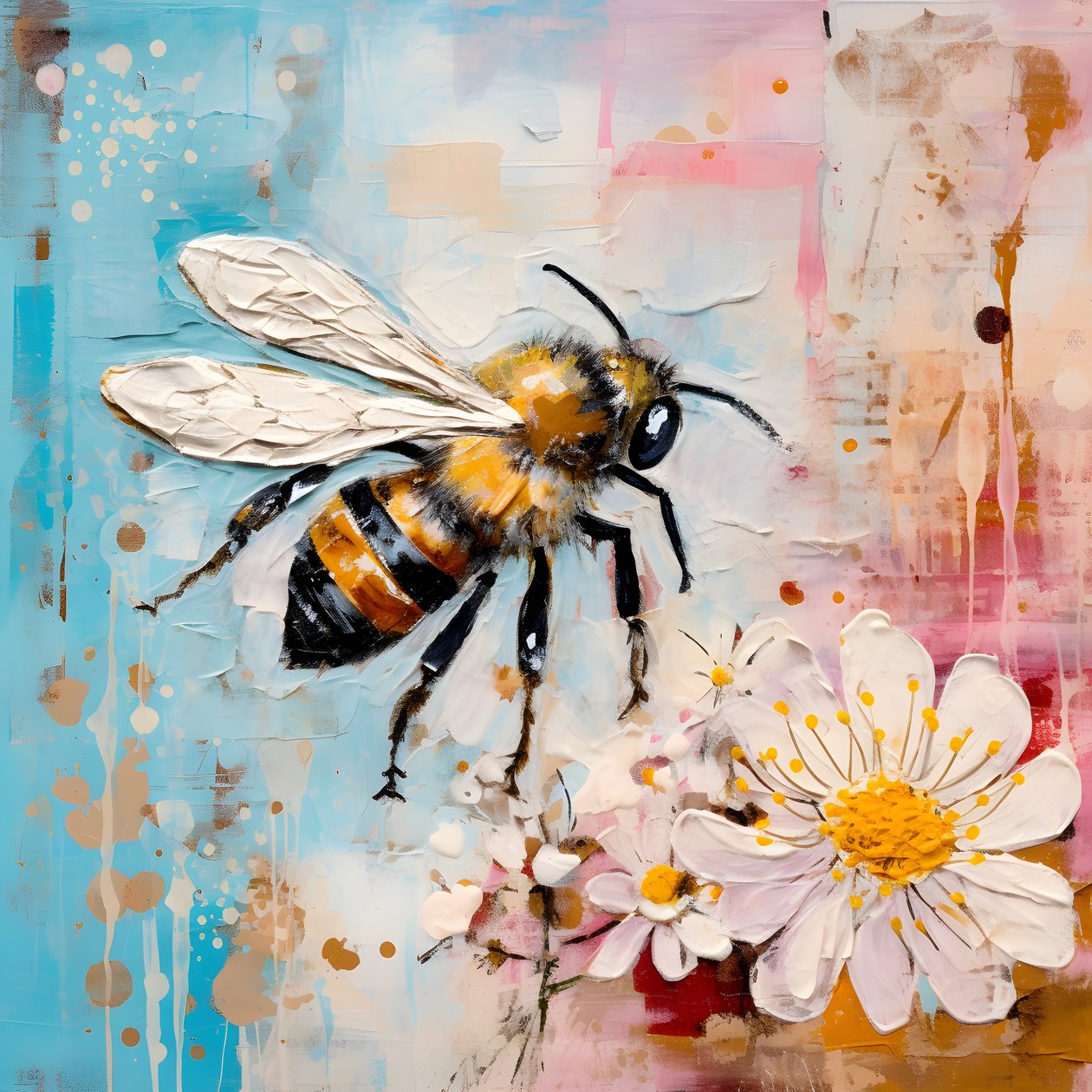 en bi illustration i pastel impasto olie teknik 2 af Kurt Heppke
