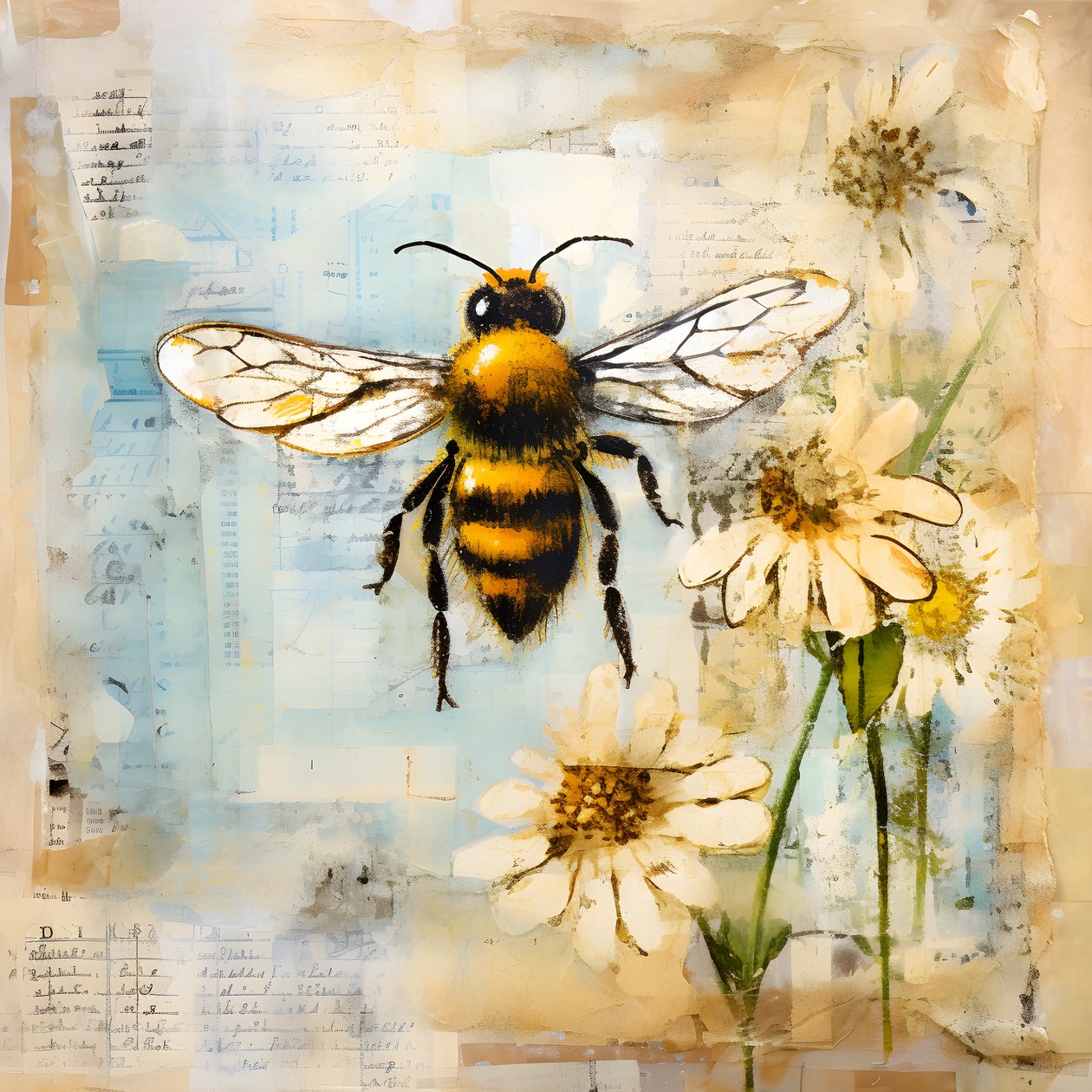 en bi illustration i pastel impasto olie teknik 3 af Kurt Heppke